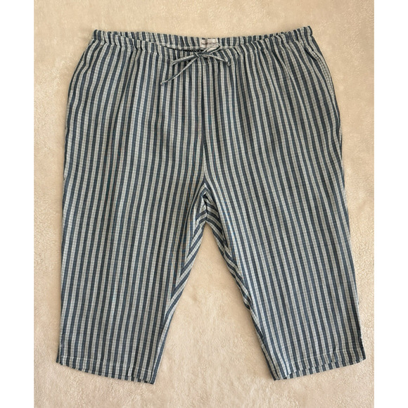 Draper's & Damon's Capri Cotton Elastic/Tie Waist Pull-on Pants Blue/White Sz 3X - Picture 1 of 13